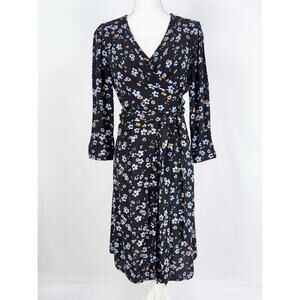 Seraphine Maternity Women's Floral Wrap Maternity Nursing Dress Size 8 Black